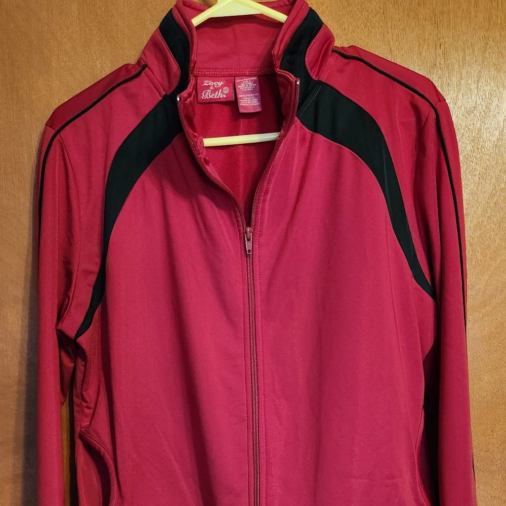 ZOEY AND BETH Red and Black track jacket Size L